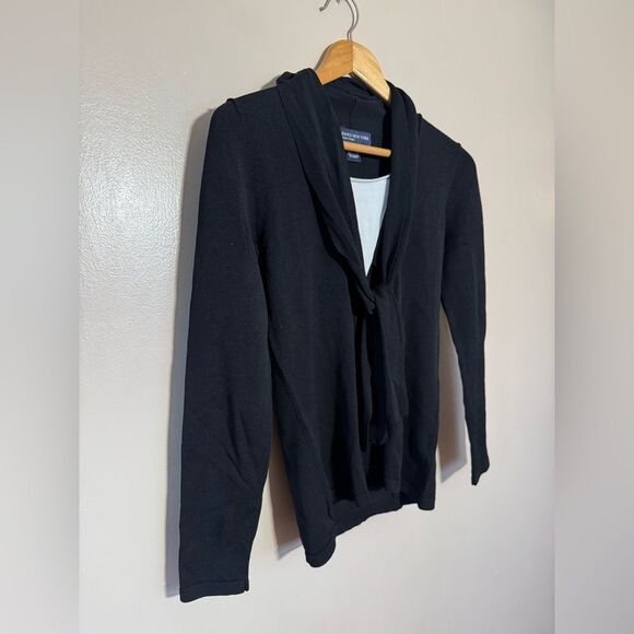 SALE! Black Jones New York Tie-Front Sweater Size S EUC - Picture 3 of 6